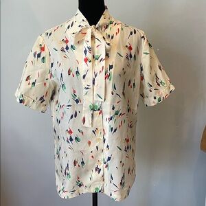 Sears Cream Multicolor Patterned Blouse